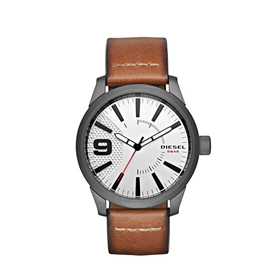 Diesel Men's DZ1803 Rasp Gunmetal IP Brown Leather Watch, Only $57.70, You Save $102.30(64%)