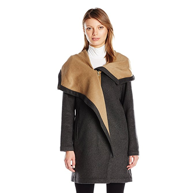 Vince Camuto Women's Double Faced Wool Coat, Charcoal/Camel, Medium, Only $67.02 You Save $6.49(5%)