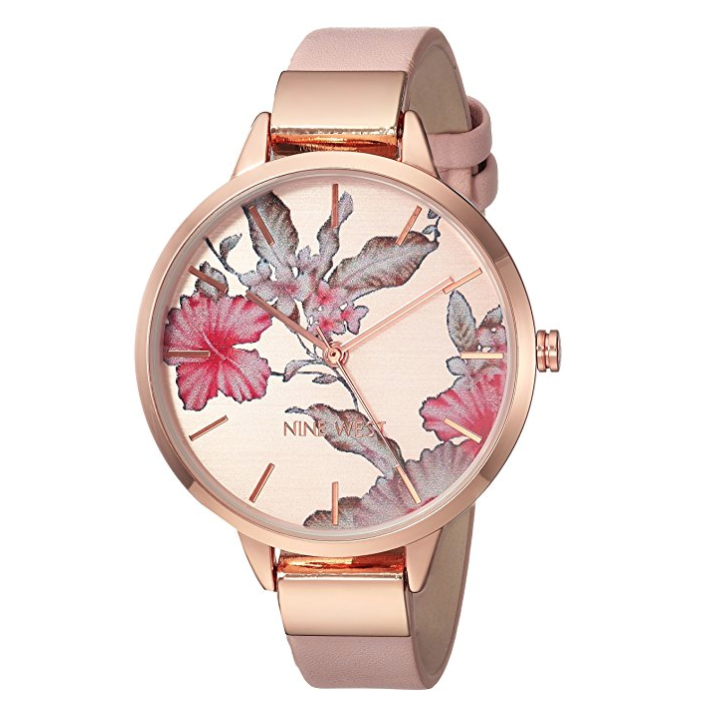 Nine West Women's Floral Dial Strap Watch,  only $20.24