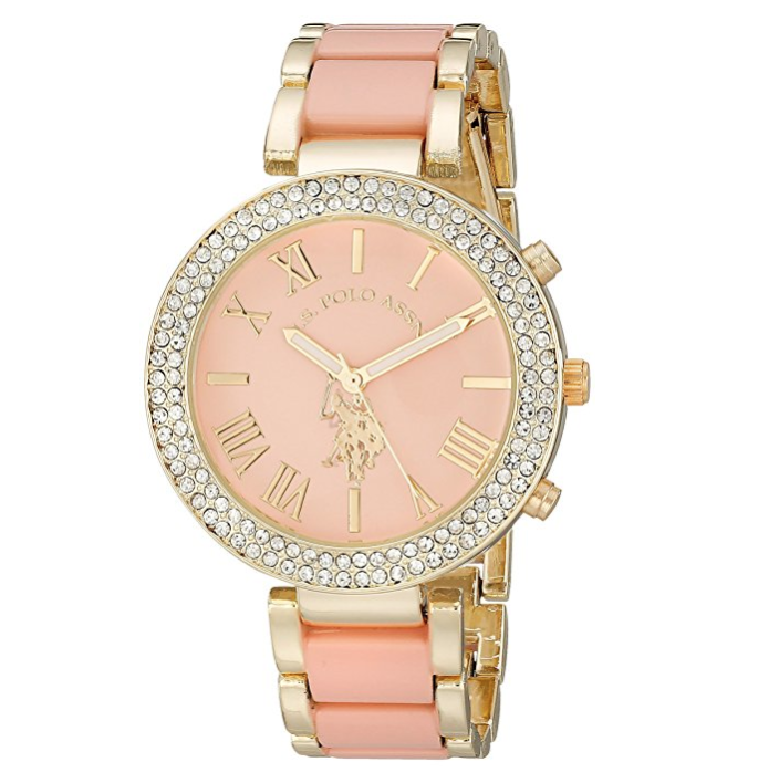U.S. Polo Assn. Women's USC40063 Gold-Tone and Pink Bracelet Watch only $19.99