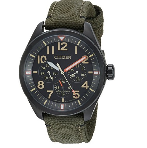 Citizen Men's 'Military' Quartz Stainless Steel and Nylon Casual Watch, Color:Green (Model: BU2055-16E), Only $108.98