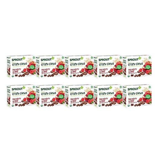 Sprout Organic Baby Food, Sprout Crispy Chews Organic Toddler Snacks, Red Berry & Beet, Case of 50 Crispy Chews (10 boxes, 5 packets per box), Only $16.79