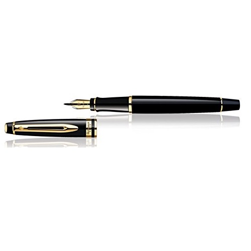 Waterman Expert Black with Golden Trim, Fountain Pen with Medium nib and Blue ink (S0951660), Only $33.33, free shipping