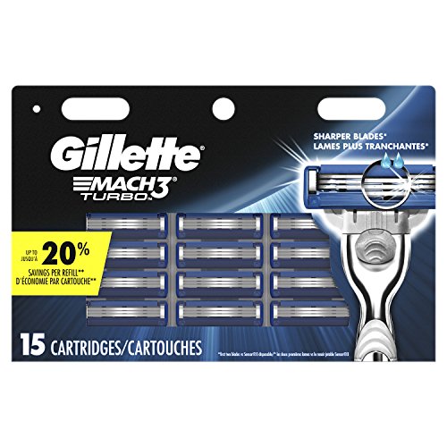 史低价！Gillette 吉列男士 Mach3 Turbo系列剃须刀 + 15剃须刀片，原价$43.99，现仅售$19.78，免运费