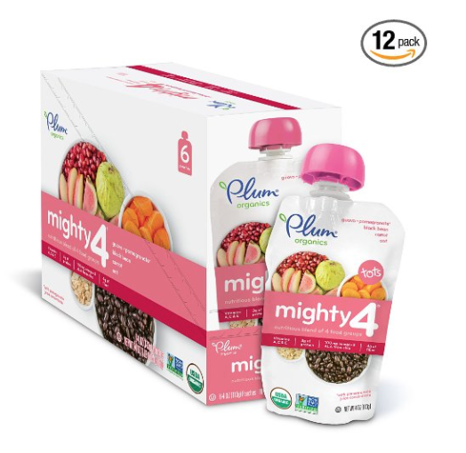 Plum Organics Mighty 4, Organic Toddler Food, Guava, Pomegranate, Black Bean, Carrot and Oat, 4.0 ounce (Pack of 12) only$10.26