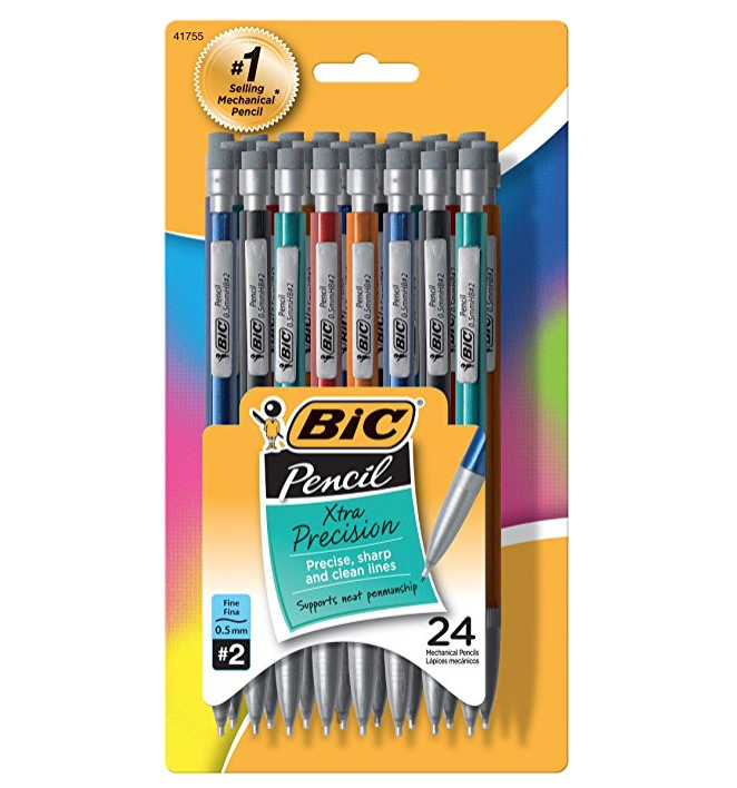 BIC Pencil Xtra Precision (Metallic Barrels), Fine Point (0.5 mm), 24-Count only $2.52
