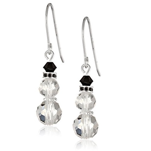 Amazon Collection Sterling Silver Swarovski Crystal Beaded Snowman Earrings, Only $15.09