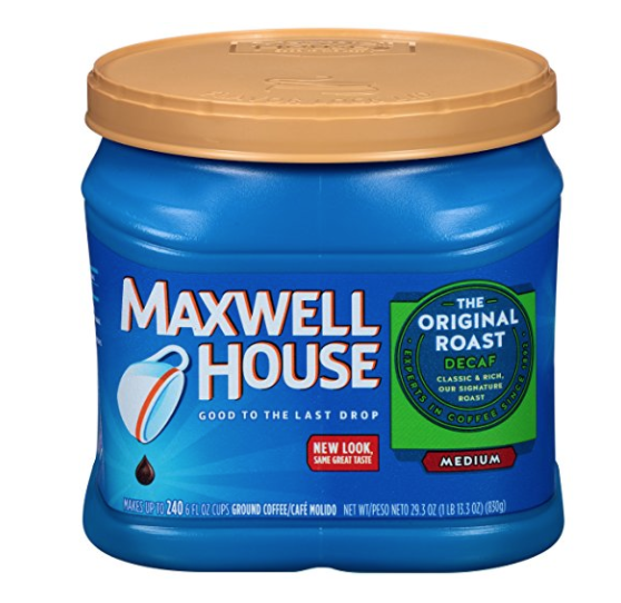 Maxwell House Original Blend Decaf Ground Coffee, Medium Roast, 29.3 Ounce Canister only $5.7
