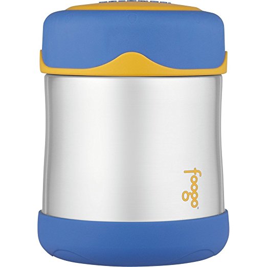 THERMOS FOOGO Vacuum Insulated Stainless Steel 10-Ounce Food Jar, Blue/Yellow , only $10.40