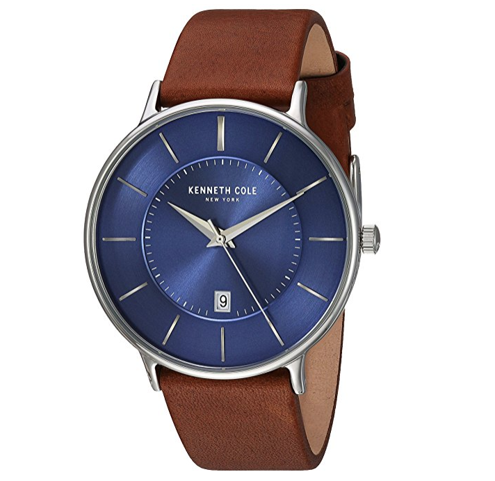Kenneth Cole New York Men's 'Classic' Quartz Stainless Steel and Leather Dress Watch, Color:Brown (Model: KC15097001), Only $49.95, You Save $35.05(41%)