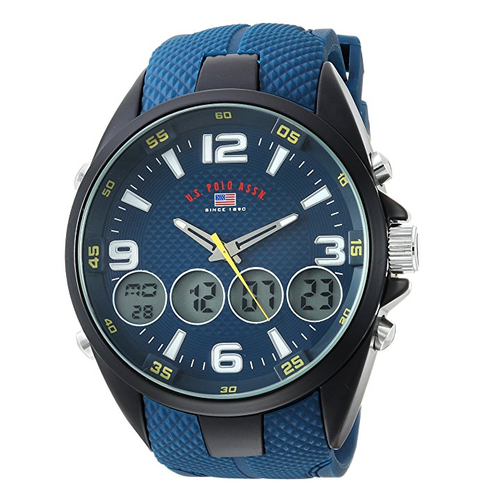 U.S. Polo Assn. Men's Quartz Metal and Rubber Casual Watch, Color:Blue (Model: US9598) only $19.99