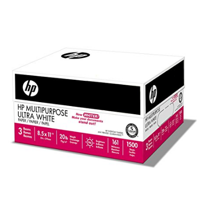 HP Printer Paper, Multipurpose Ultra White, 20lb, 8.5 x 11, Letter, 96 Bright - 1,500 Sheets / 3 Ream Case (112300C) Made In The USA $11.49