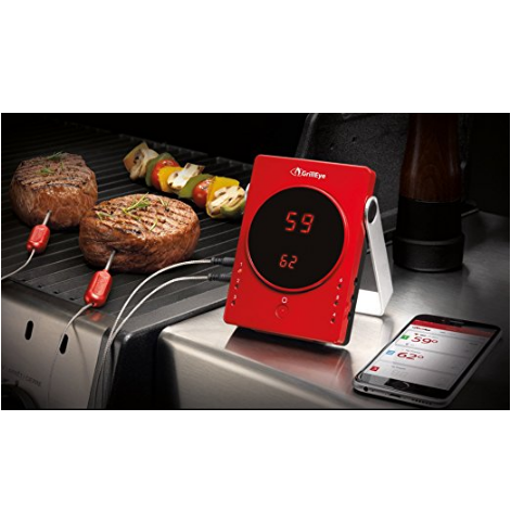 GrillEye Smart Bluetooth Grilling & Smoking Thermometer, Red $37.90，FREE Shipping