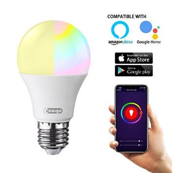 Onaigo White and Color Ambiance A19 65W Equivalent Dimmable Wi-Fi App Controlled Smart LED Light Bulb  $18.80