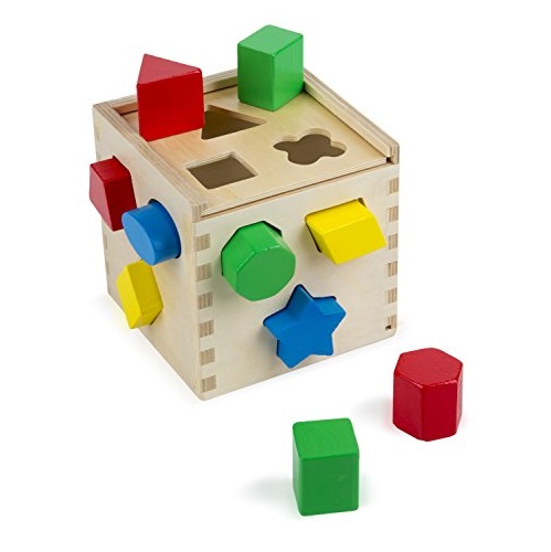 Melissa & Doug Shape Sorting Cube - Classic Wooden Toy With 12 Shapes, Only $10.97