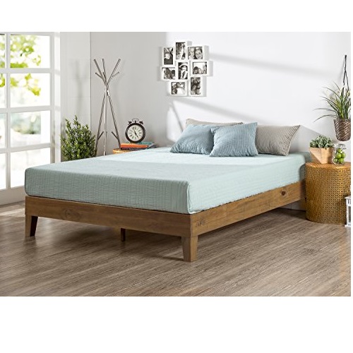 Zinus 12 Inch Deluxe Wood Platform Bed / No Boxspring Needed / Wood Slat Support / Rustic Pine Finish, Queen, Only $117.27, free shipping