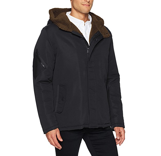 Kenneth Cole New York Men's Hooded Faux Sherpa Lined Jacket only $21.52