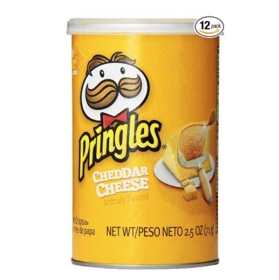 Pringles 品客切达芝士口味薯片 2.5oz 12罐, 现点击coupon后仅售$7.48，免运费！