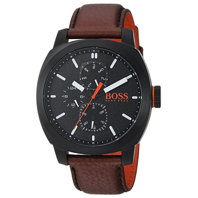 HUGO BOSS Men's 'CAPE TOWN' Quartz Stainless Steel and Leather Casual Watch, Color:Brown (Model: 1550028) $106.94，FREE Shipping
