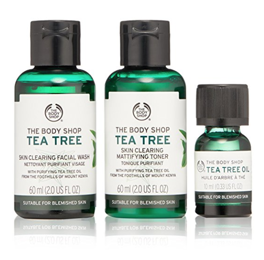 The Body Shop Tea Tree Skin Clearing Essentials Gift Set, 3pc Paraben-Free Skin Care Set for Blemish-Prone Skin only $8.00