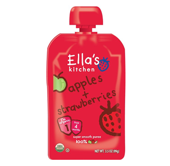 Ella's Kitchen 2段有機草莓蘋果泥6袋，現點擊coupon后僅售$5.57 免運費！