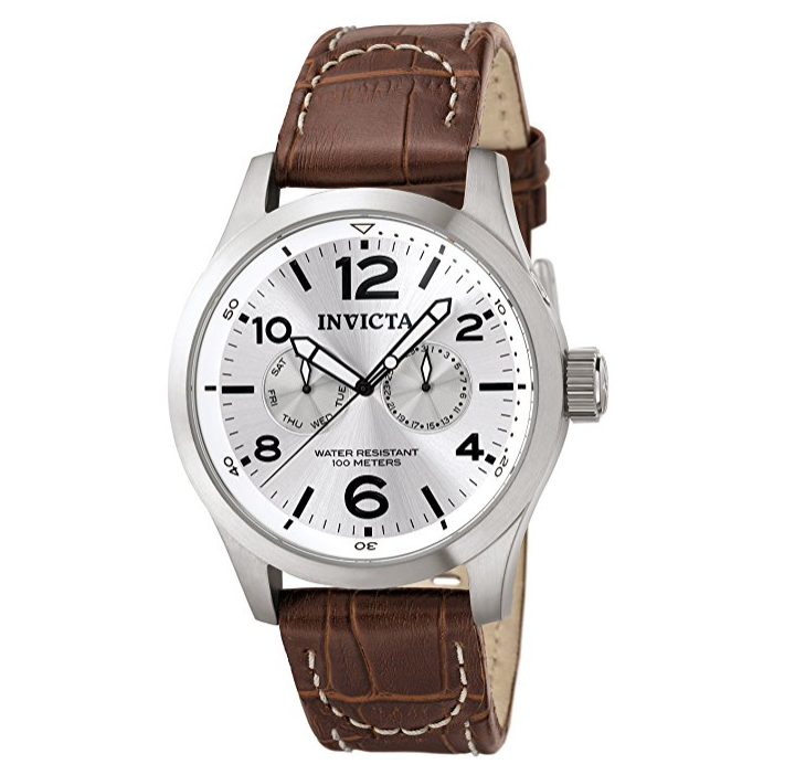 Invicta Men's 0765 II Collection Silver Dial Brown Leather Watch only $49.90
