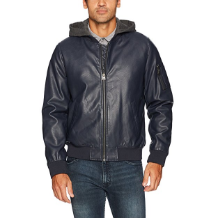 Levi's Men's Faux Leather Bomber with Hood  $34.60