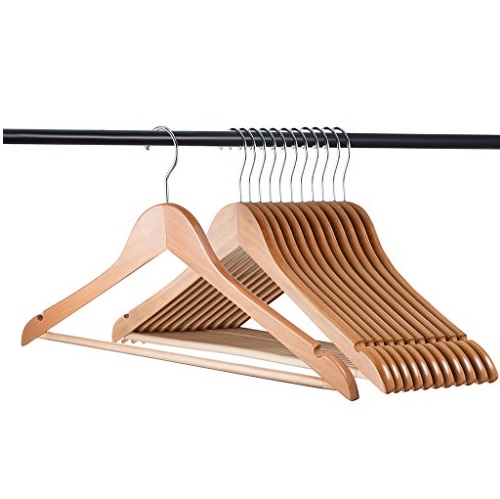 Home-it (24 Pack) Natural wood hangers - Solid Wood Clothes Hangers - Coat Hanger Wooden Hangers, Only $14.99