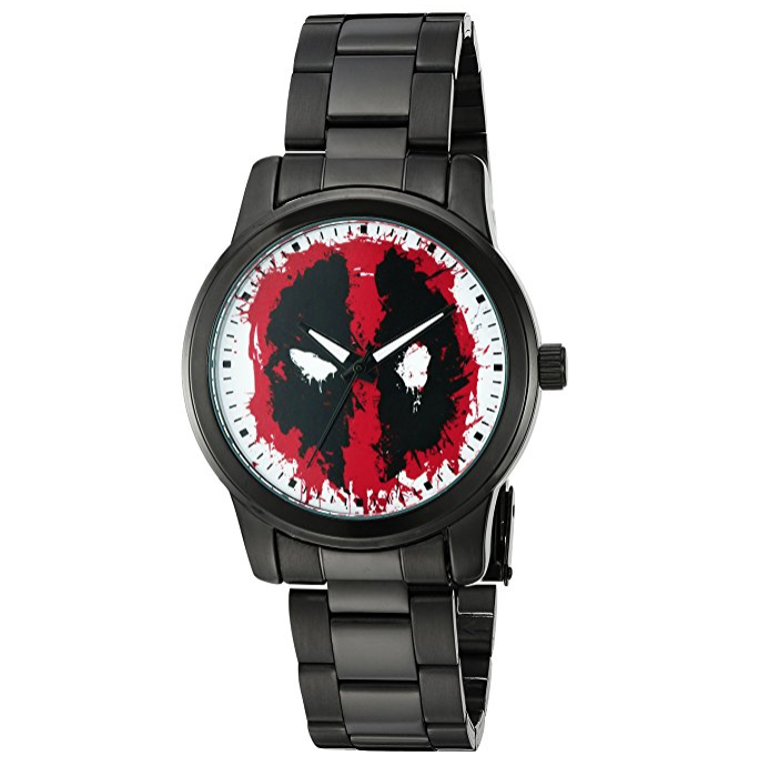 Marvel Men's 'Deadpool' Quartz Metal and Stainless Steel Watch, Color:Black (Model: W002864) only $19.59