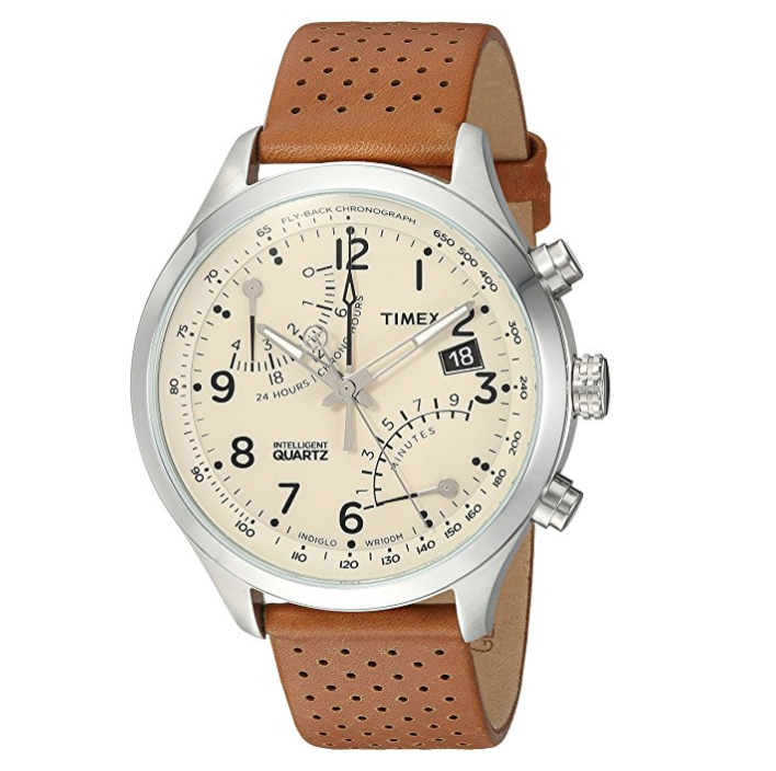 Timex Men's TW2R55300 Intelligent Quartz Fly-Back Chronograph Caramel Brown Leather Strap Watch only $110.50