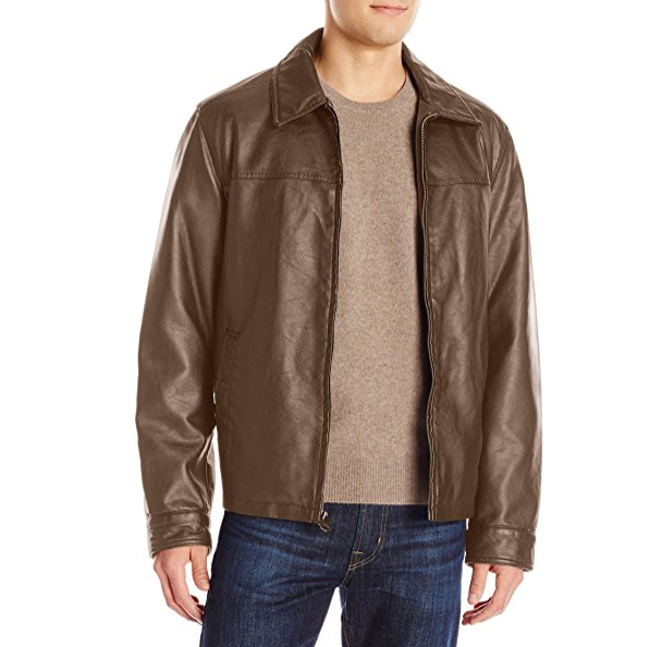 Dockers Men's Smooth Lamb Leather Look Laydown Collar Open Bottom, Earth, Large, Only $27.56
