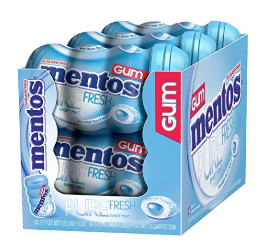 Mentos Pure Fresh Sugar-Free Chewing Gum with Xylitol, Sweet Mint, 50 Piece Bottle (Pack of 6) only $9.75