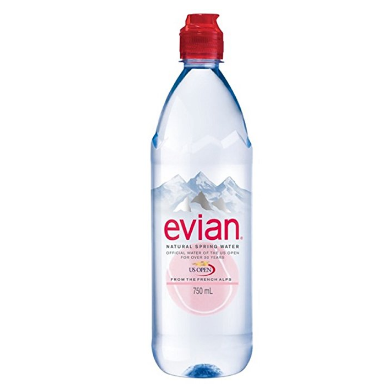 evian Natural Spring Water, One Case of 12 Individual 750 ml (25.4 oz.) Bottles with Sport Cap, Naturally Filtered Spring Water   $12.98