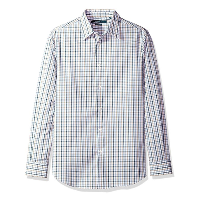 Perry Ellis Men's Long Sleeve Multi Color Check Shirt, Chinchilla-4CFW4021, Small, Only $11.51, You Save $38.48(77%)