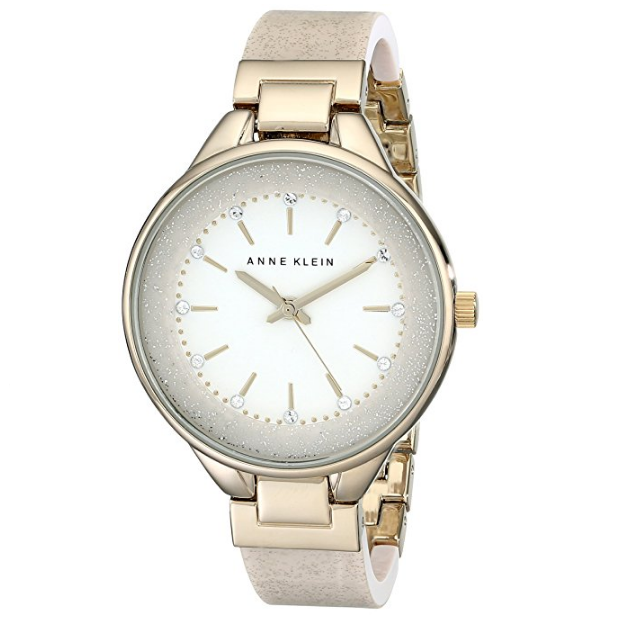 Anne Klein Goldtone Glitter Bangle Bracelet Watch $28.56，FREE Shipping
