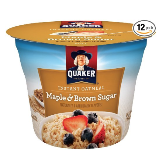 Quaker 桂格即食杯装燕麦片 枫糖味 12杯, 现点击coupon后仅售$7.04, 免运费!
