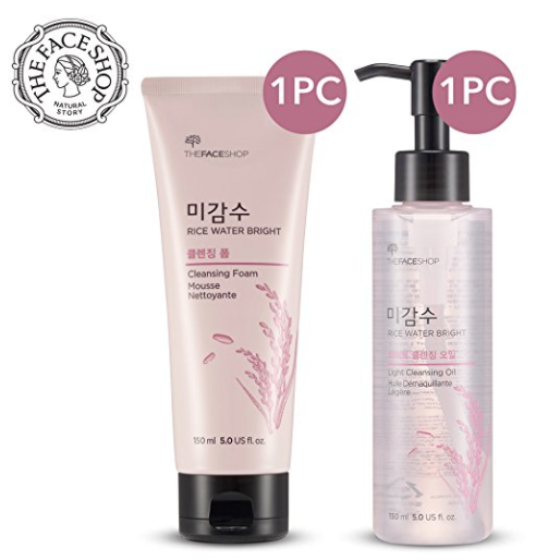 The Face Shop Rice Water Bright Cleansing Foam (150 mL/5.0 Oz) & Light Cleansing Oil (150 mL /5 Oz) Set, Moisturizing And Brightening Care For All Skin Types only $13.16