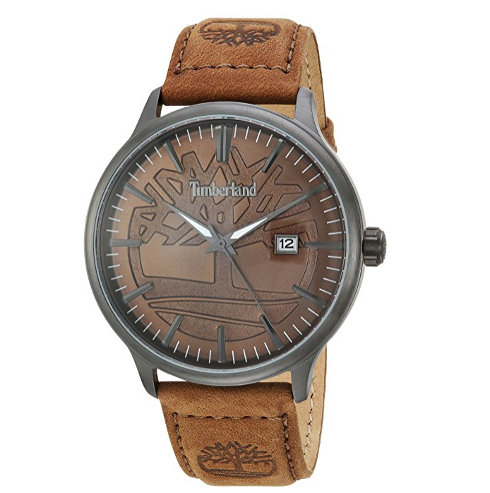 Timberland Men's 'EDGEMOUNT' Quartz Stainless Steel and Leather Casual Watch, Color:Brown (Model: TBL15260JSU12) only $89