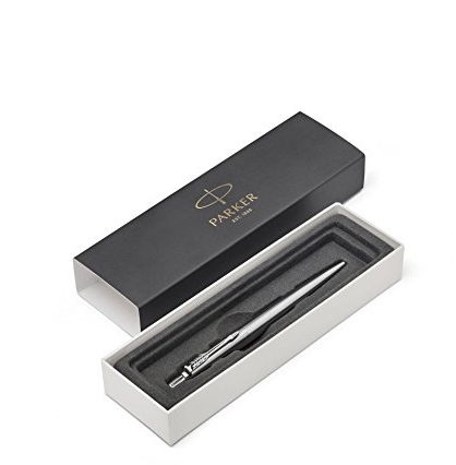 Parker Jotter Ballpoint Pen, Stainless Steel with Chrome Trim, Medium Point Blue Ink, Gift Box only $7.82
