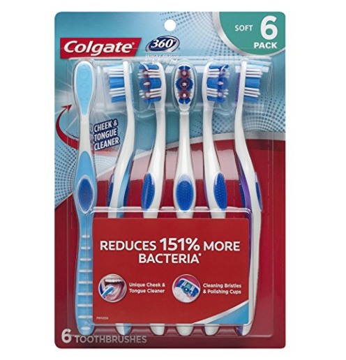 Colgate 360 Toothbrush with Tongue and Cheek Cleaner - Soft (6 Count) only $9.90