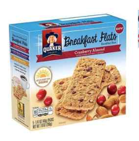 Quaker Breakfast Flats, Cranberry Almond, Breakfast Bars,5 Packets Per Box (Pack of 8) only $13