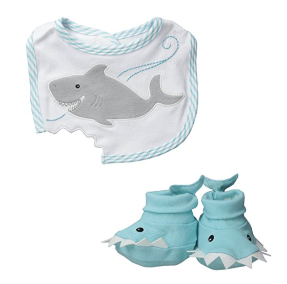 Baby Aspen Bib and Booties Gift Set , Chomp and Stomp Shark only $12.99