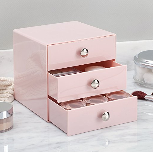 InterDesign 3-Drawer Storage Organizer for Cosmetics, Makeup, Beauty Products or Kitchen/ Office Supplies, Pink only $16.99
