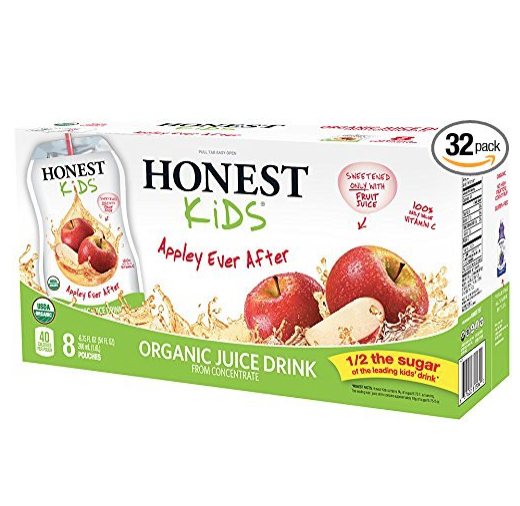 HONEST Kids Organic Juice Drink, Appley Ever After, 8 count 6.75 fl oz Pouches (Pack of 4)  only $10.17