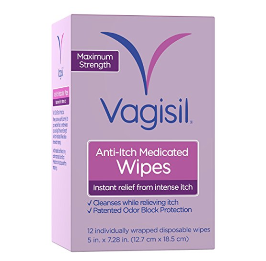 Vagisil Anti-Itch Medicated Feminine Wipes, Maximum Strength, 12 Individually Wrapped Disposable Wipes, Only $3.98