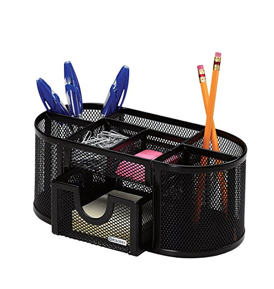 Rolodex Mesh Pencil Cup Organizer, Four Compartments, Steel, 9 1/3