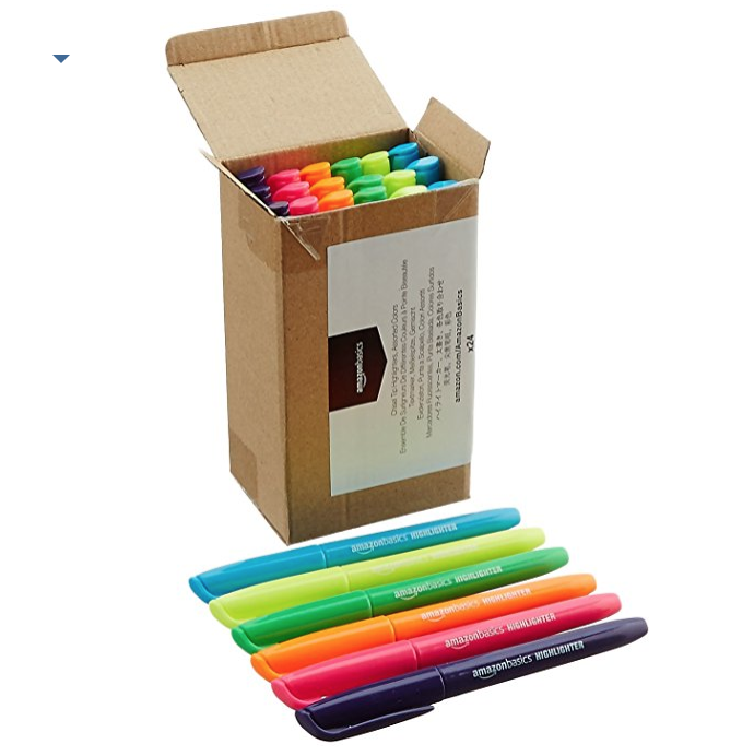 史低價：AmazonBasics 24支彩色熒光筆套裝, 現僅售$4.49