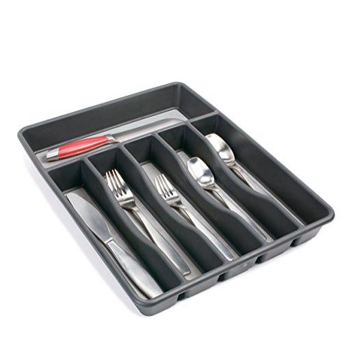 Rubbermaid No-Slip Silverware Tray Organizer, Large, Black with Grey (1994536) only $6.88