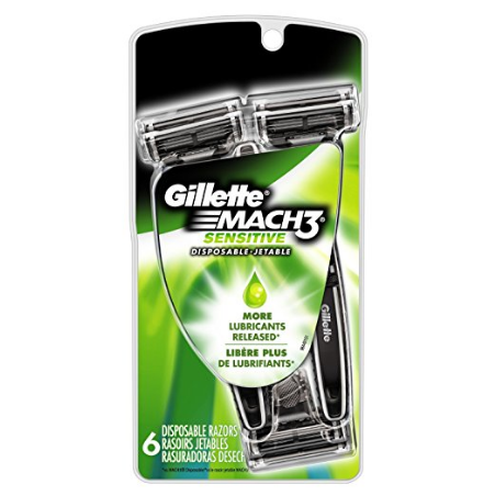 Gillette Mach3 Men's Disposable Razor, Sensitive, 6 Count, Mens Razors / Blades $9.32
