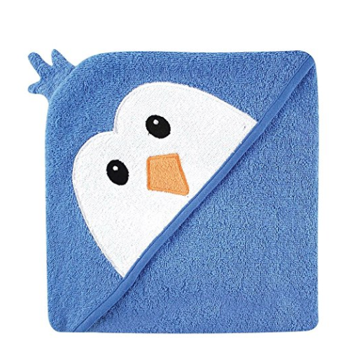 Luvable Friends Animal Face Hooded Towel, Blue Penguin only $8.94
